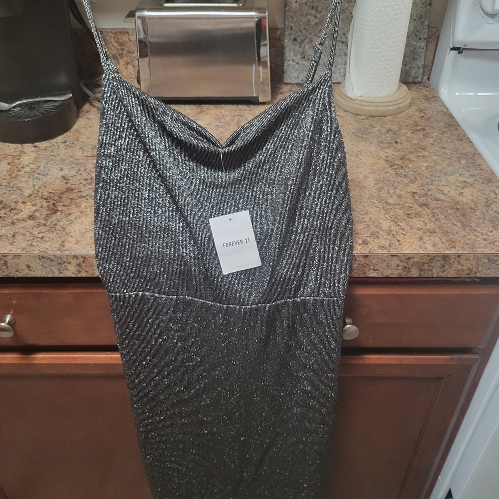 Forever 21 Women's Glittering Gray Maxi Skirt